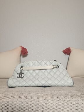 Authentic Chanel Just Mademoiselle Quilted Lambskin/Caviar Bowling Bag